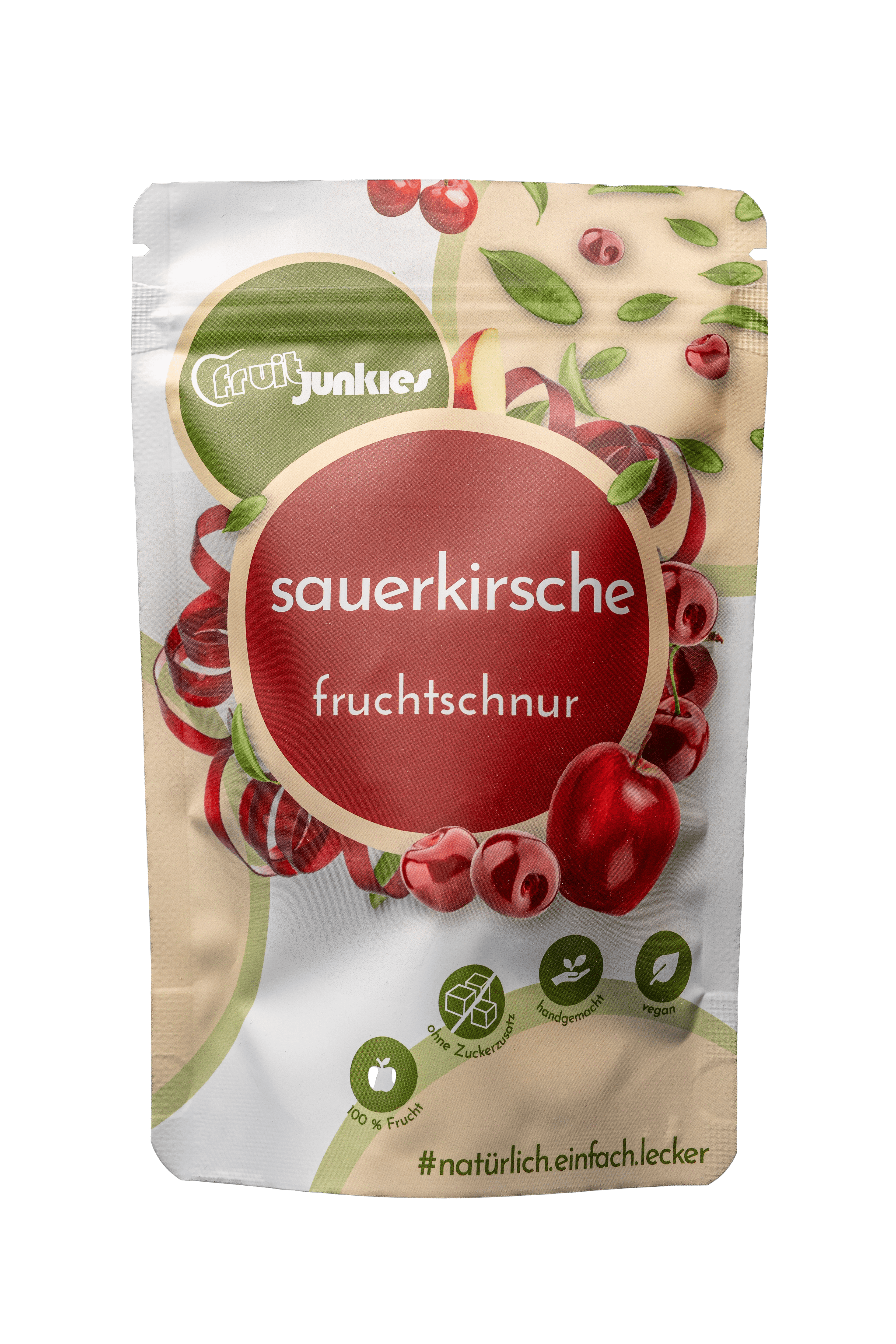 Fruchtschnur Sauerkirsche 80g Tüte Vorderseite