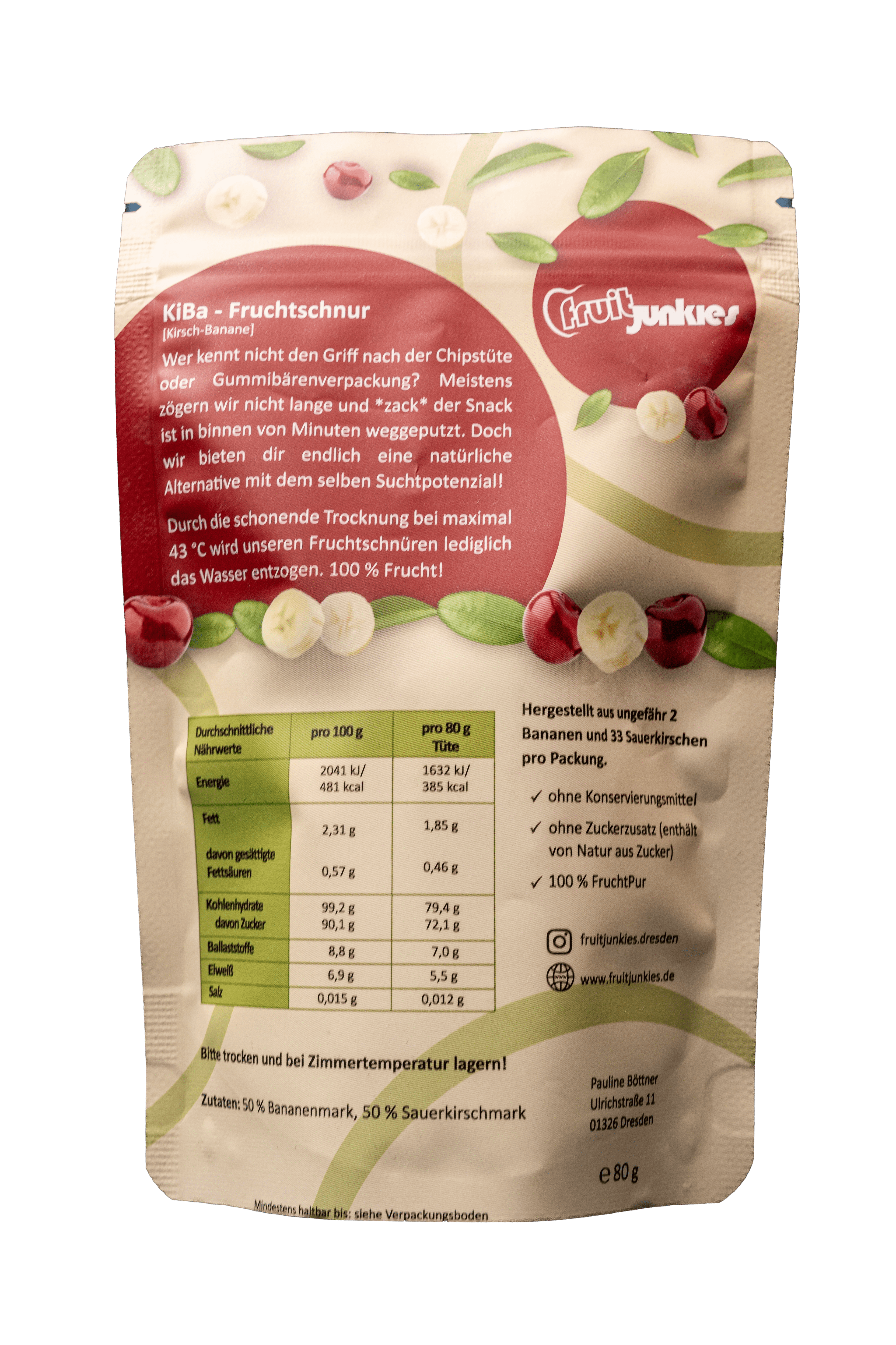 Fruchtschnur KiBa 80g Tüte Rückseite