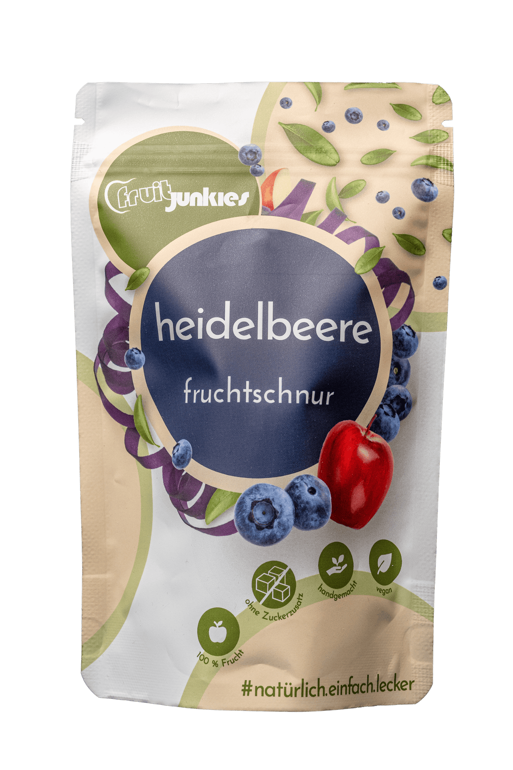 Fruchtschnur Heidelbeere 80g Tüte Vorderseite